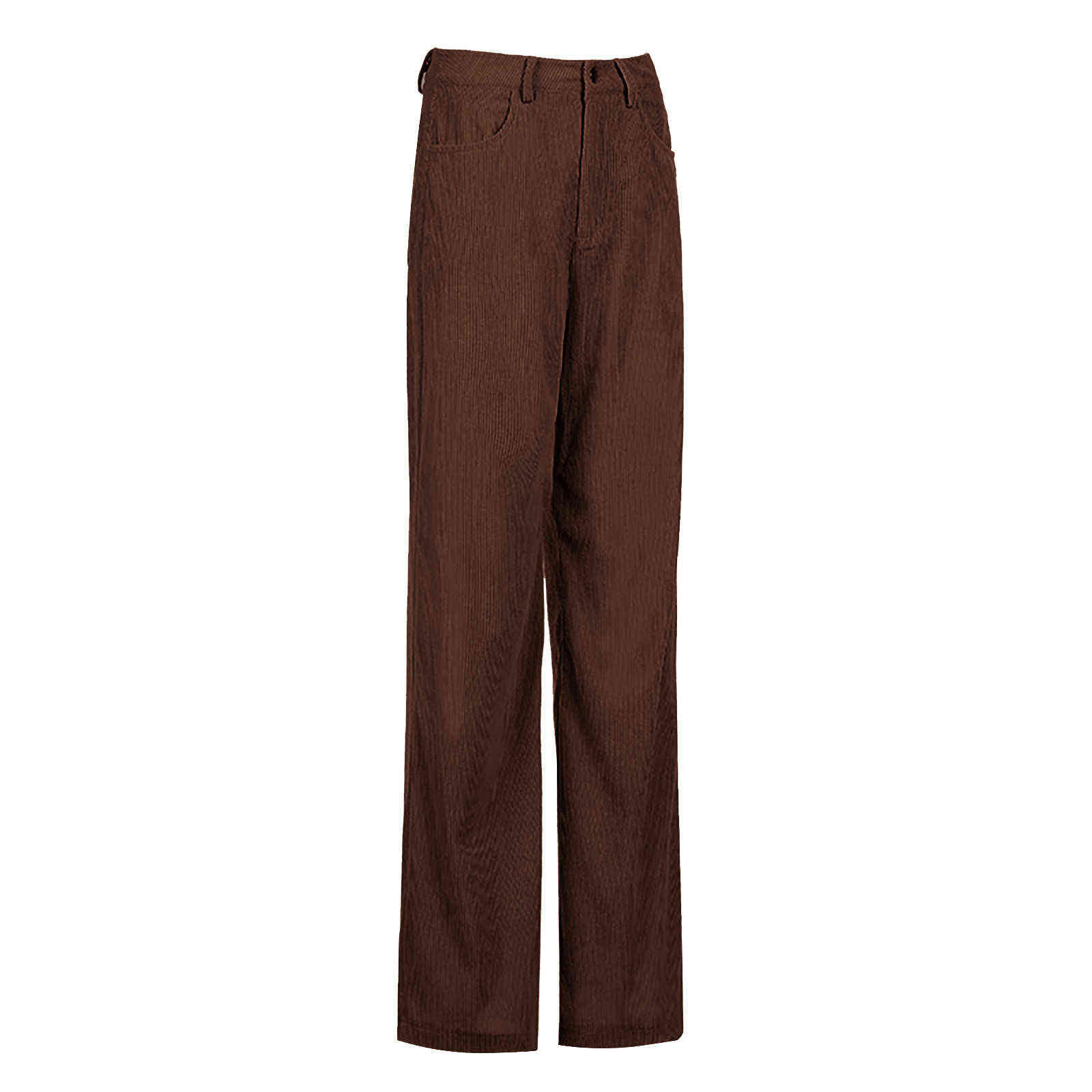 Corduroy Pants Women Vintage 90s Indie Streetwear Teenager Skater Girl Style Baggy Fashion High Waist Brown Trousers 211124