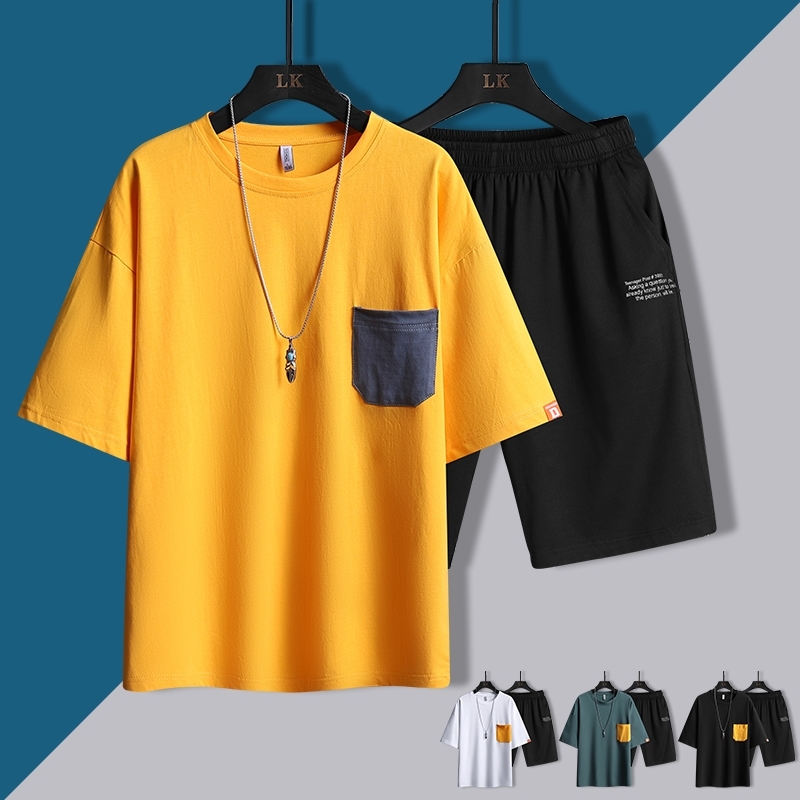 Varsanol Bermuda Masculina 2 Piece Sets Summer T-shirts Men Clothing Printed Pattern Shorts Top Tees Fashion Tracksuit Casual 210601