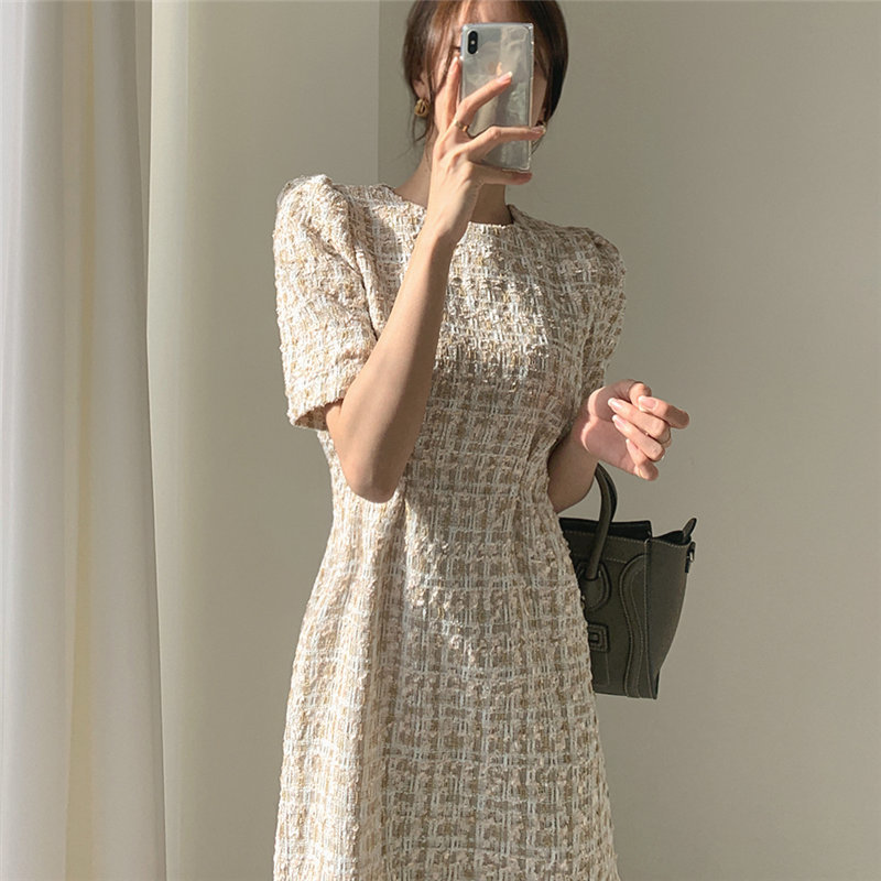 A-line Short Dress Women's Spring Sexy Sweet OL Women Retro Waist-Controlled Thin Mini Dresses Vestidos 210421