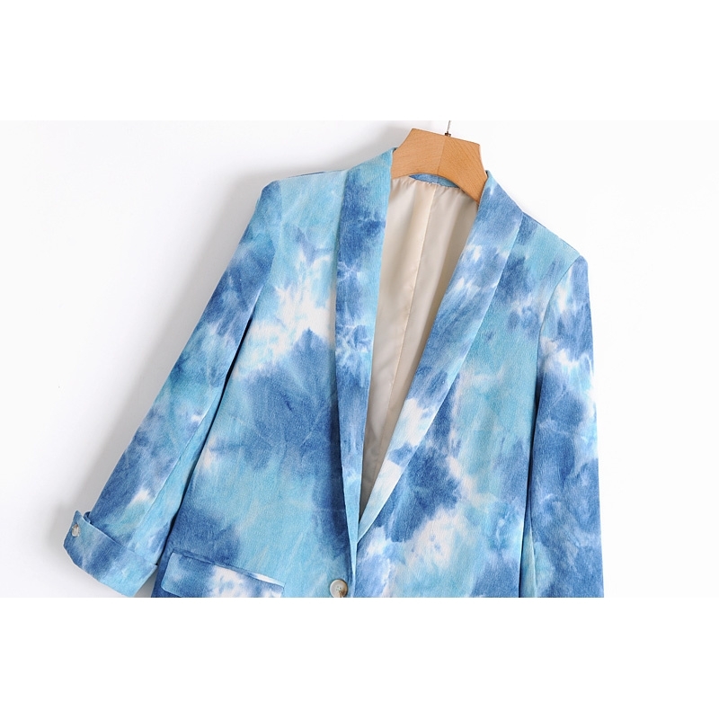 stylish women corduroy tie dye blazers fashion ladies elegant long jackets casual female slim blazer girls chic 210527