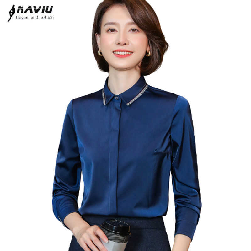 Navy Blue Satin Chiffon Shirt Women Spring Simple Tops Long Sleeve Fashion High End Formal Work Blouses White 210604
Navy Blue Satin Chiffon Shirt Women Spring Simple Tops Long Sleeve Fashion High End Formal Work Blouses White 210604