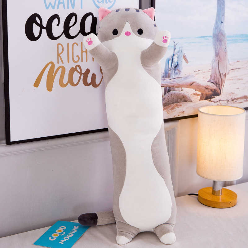 110cm Big Sausage Cat Plush Toys Stuffed Animals Kawaii Plushie Soft Dolls Sleep Pillow Baby Companion Birthday Gifts For Kids 210