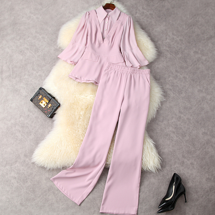 European and American women's wear for summer 2021 shirt with flared sleeves and three-quarter sleeves trousers Fashion suits, White
European and American women's wear for summer 2021 shirt with flared sleeves and three-quarter sleeves trousers Fashion suits, White