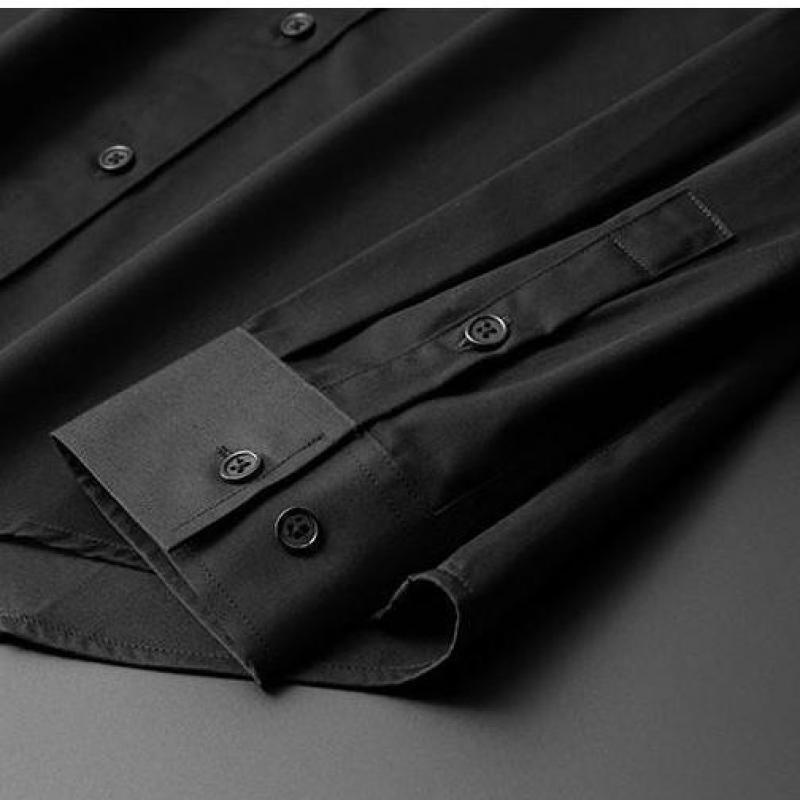 Minglu Long Sleeve Male Shirts Luxury Black And White Sequin Collar Casual Mens Dress Fashion Slim Fit Party Man Men's