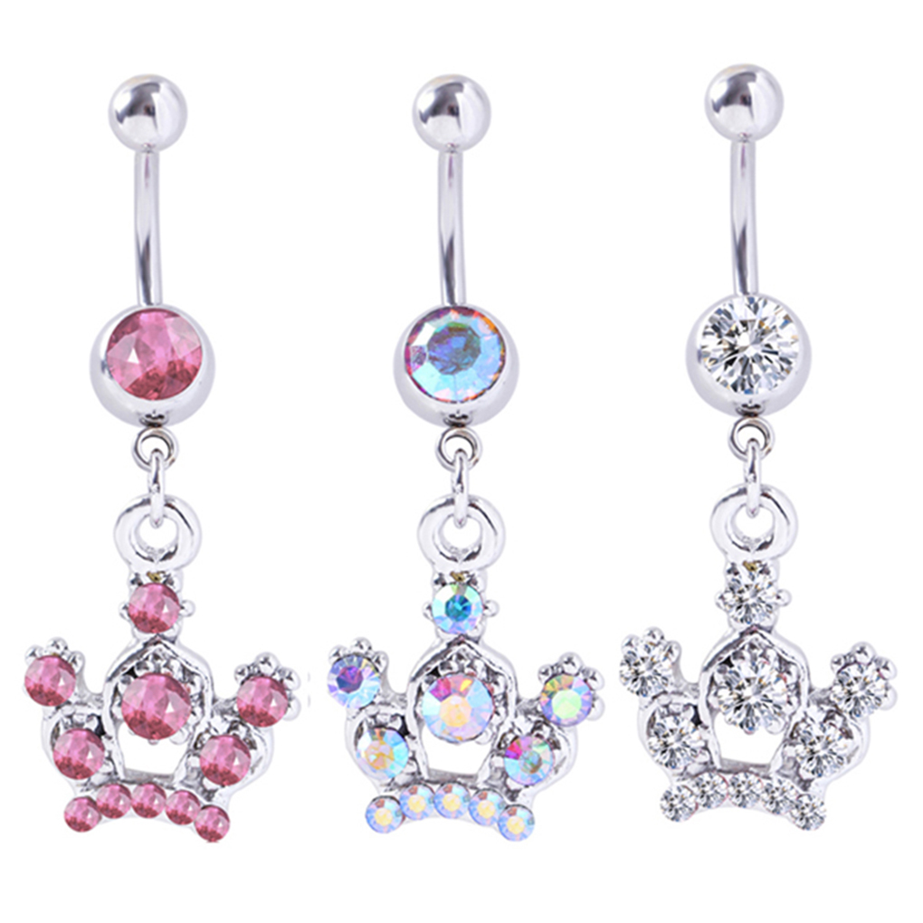 D0152 Crown Belly Navel Button Ring Mix Colors