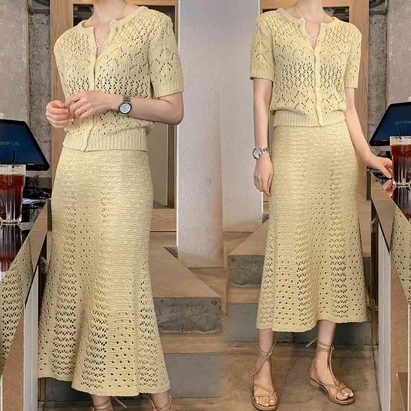 Comelsexy Vintage Elegant Lace Bodycon Dress Two Piece Set Hollow Out Spring Dress Suit Summer Sexy Party Club Midi Dresses 210515