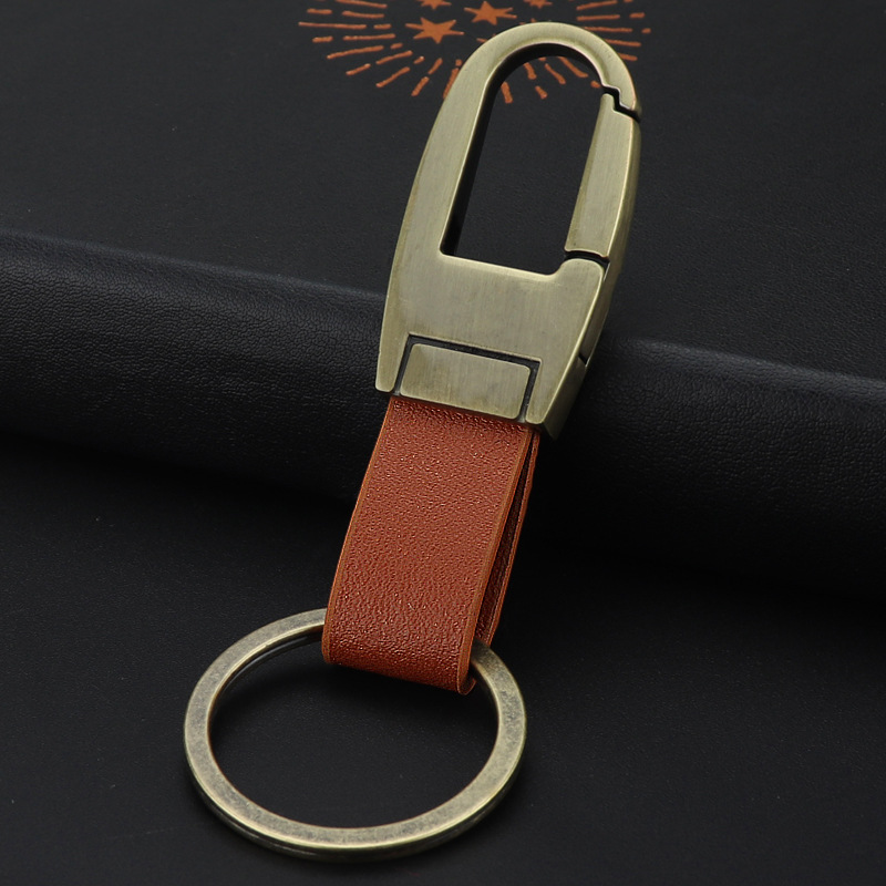 Simple Classic Design High Quality Genuine Leather Keychain Key Car Keychains for Men Gift