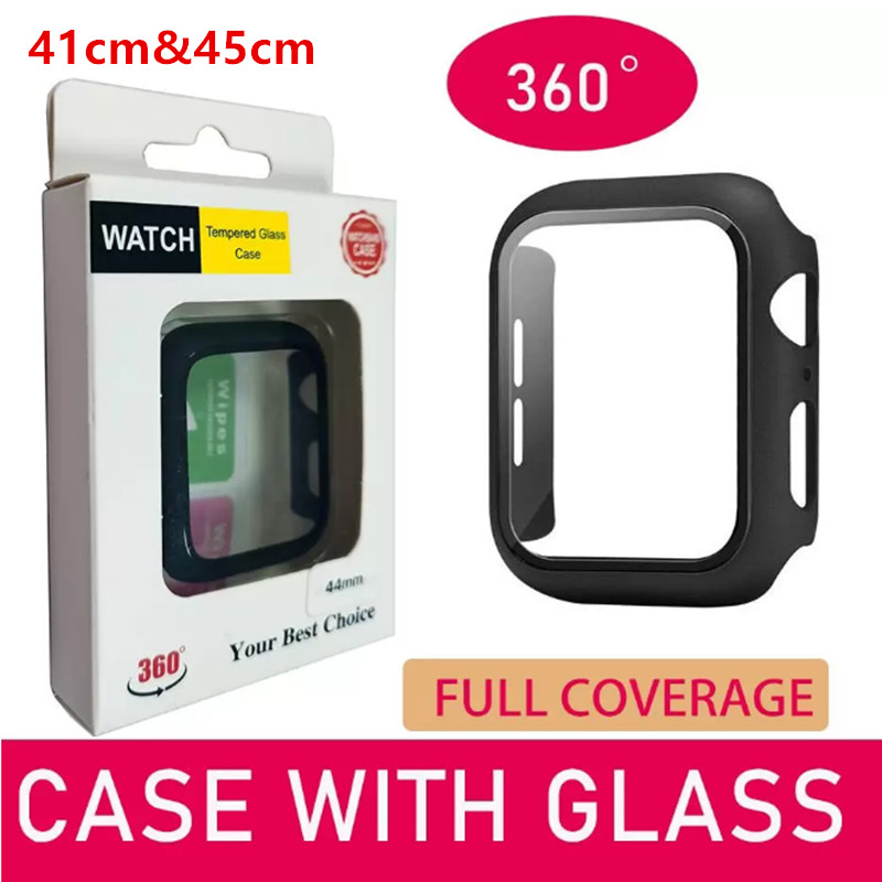 360 Full Screen Protector cases iWatch 41mm 45mm Bumper Frame PC Hard Case With Tempered Glass Film For iWatch Series 6 5/4/3/2/1 Cover, Mix color or message
360 Full Screen Protector cases iWatch 41mm 45mm Bumper Frame PC Hard Case With Tempered Glass Film For iWatch Series 6 5/4/3/2/1 Cover, Mix color or message