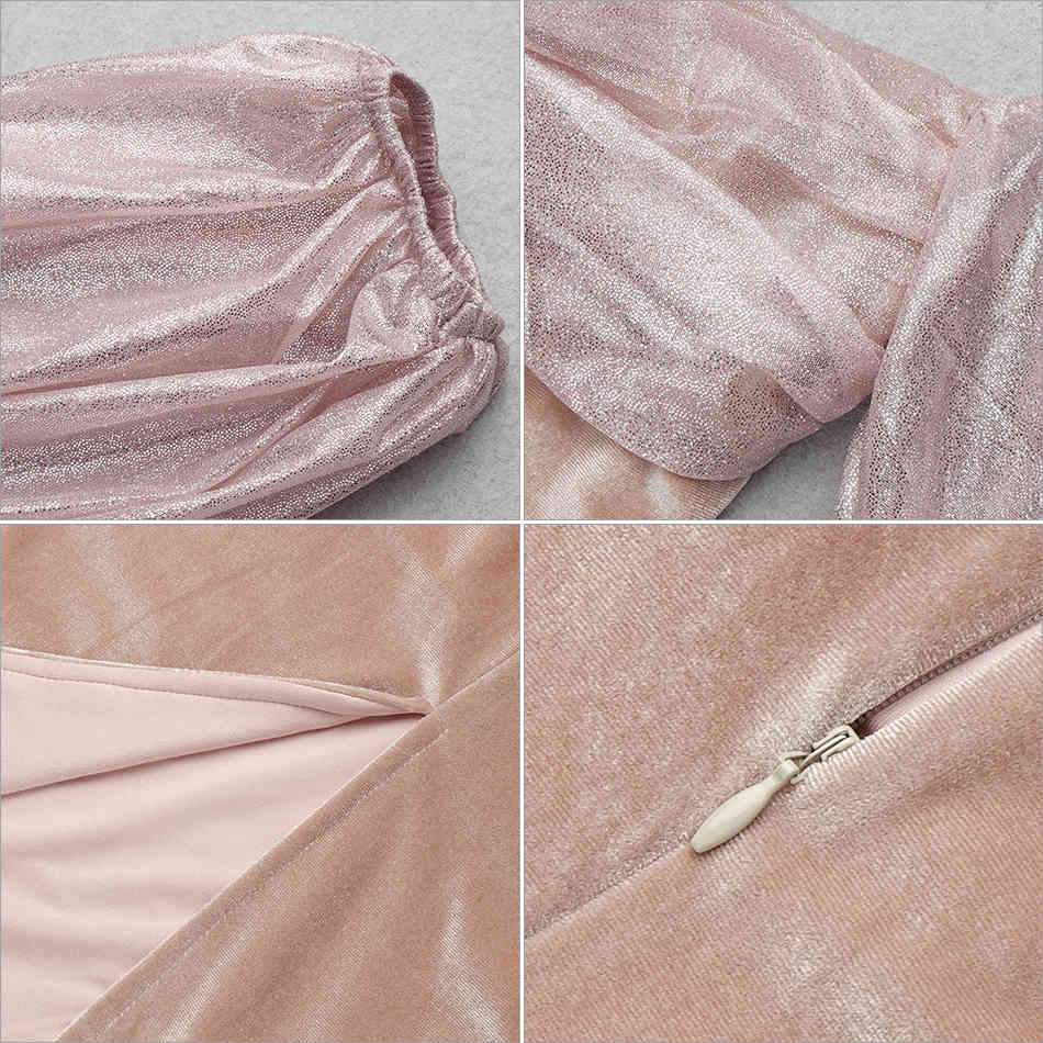 Summer Women Pink Off Shoulder Midi Dress Sexy Short Lantern Sleeve Celebrity Evening Runway Club Party Dresses 210423