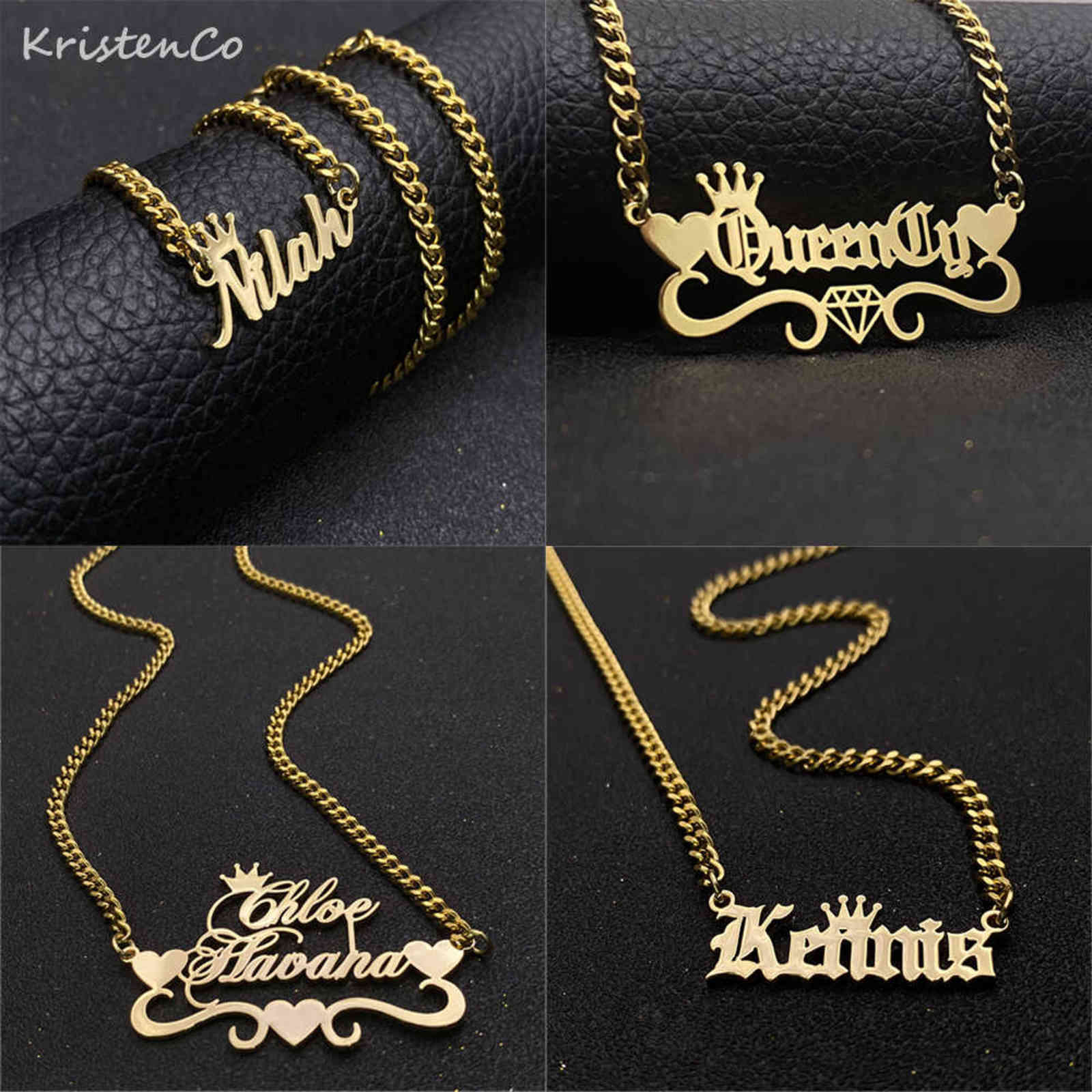 KristenCo Custom Name Necklace Stainless Steel Gold Choker Cuban Chain Personalized Nameplate Pendant Necklace For Women Gifts H1125
KristenCo Custom Name Necklace Stainless Steel Gold Choker Cuban Chain Personalized Nameplate Pendant Necklace For Women Gifts H1125