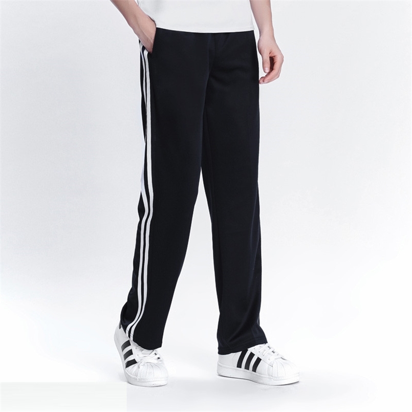 Spring Summer Men's Casual Sweatpants Men Basic Trousers Tracksuit Side Stripe Slim Breathable Sportswear Track Pants 211112