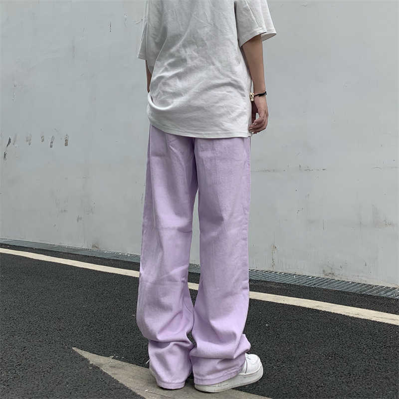 Women's Jeans Vintage Straight Baggy High Waist Korean Fashion Streetwear Casual Pants Femme Wide Leg Purple Mom Denim Trouser 210922