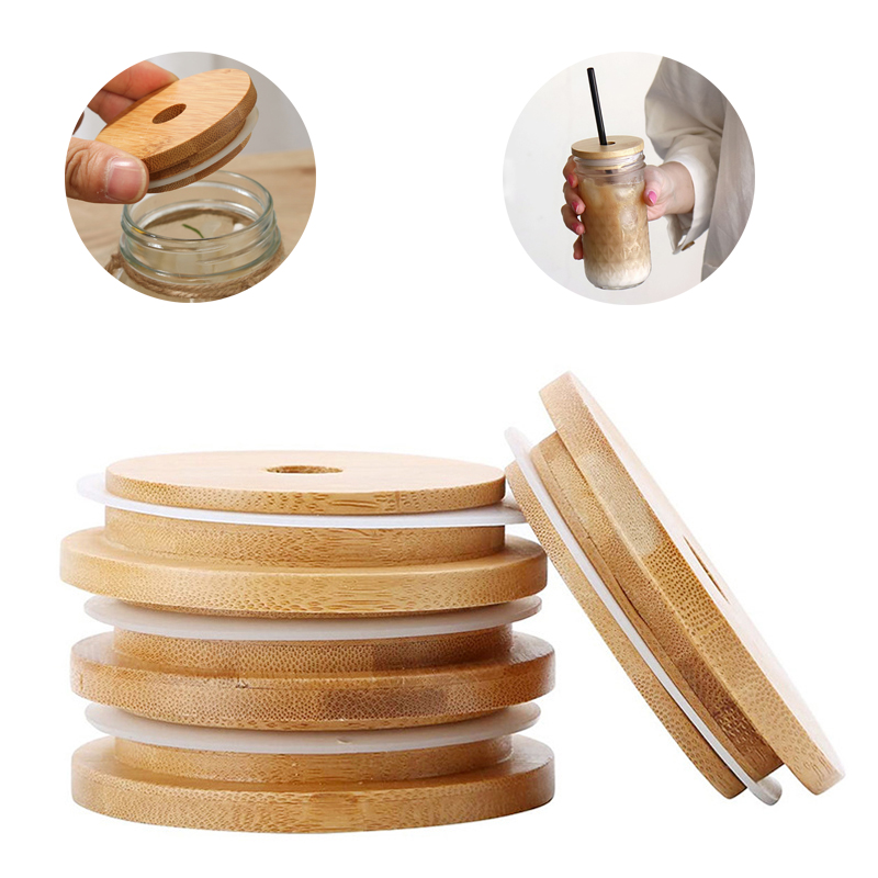 70MM Bamboo Cap Lids Reusable Wooden Mason Jar Lid Sealing Caps With Straw Hole And Silicone Seal
70MM Bamboo Cap Lids Reusable Wooden Mason Jar Lid Sealing Caps With Straw Hole And Silicone Seal