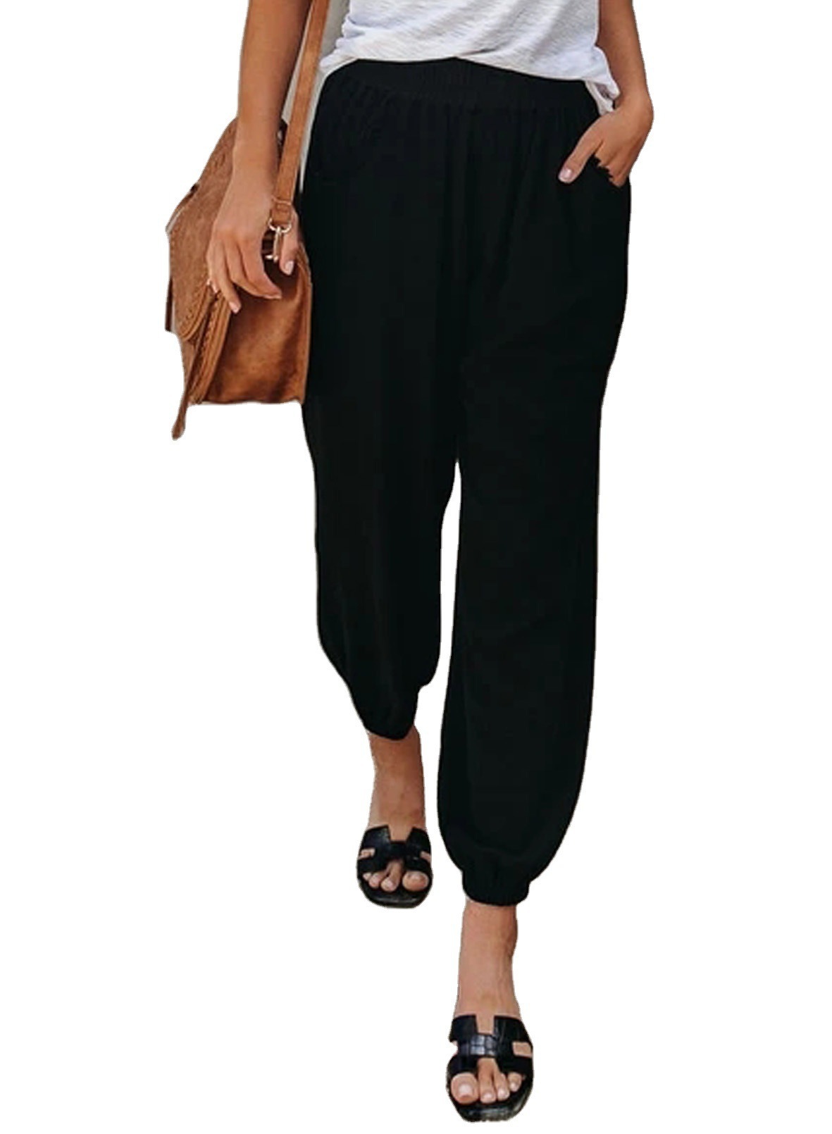 Sweatpants Women Baggy Gray Sports Pants Joggers Pencil Oversized Streetwear Elastic High Waisted Trousers Ladies Thin 210522