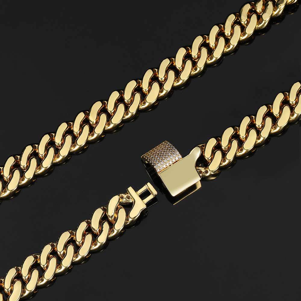 Hip hop necklace 12mm single row zircon Cuban chain men's necklace hiphop hipster jewelry
