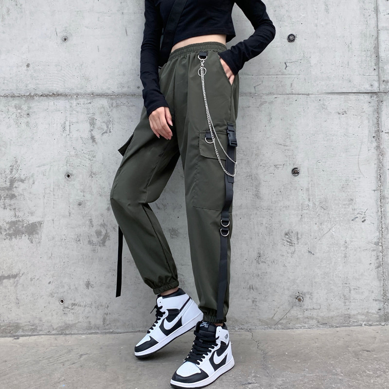 Women Cargo Pants Spring Autumn Fashion Female High Waist Harem Pant Casual Loose BF Streetwear Harajuku Straight Trousers 210514
