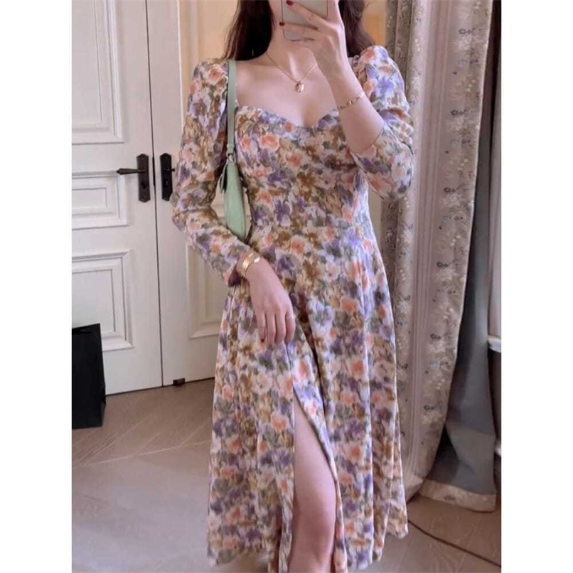 Floral split elegant dress female retro slimming square collar large swing summer Korean fashion women's clothing 210520, The picture color
Floral split elegant dress female retro slimming square collar large swing summer Korean fashion women's clothing 210520, The picture color