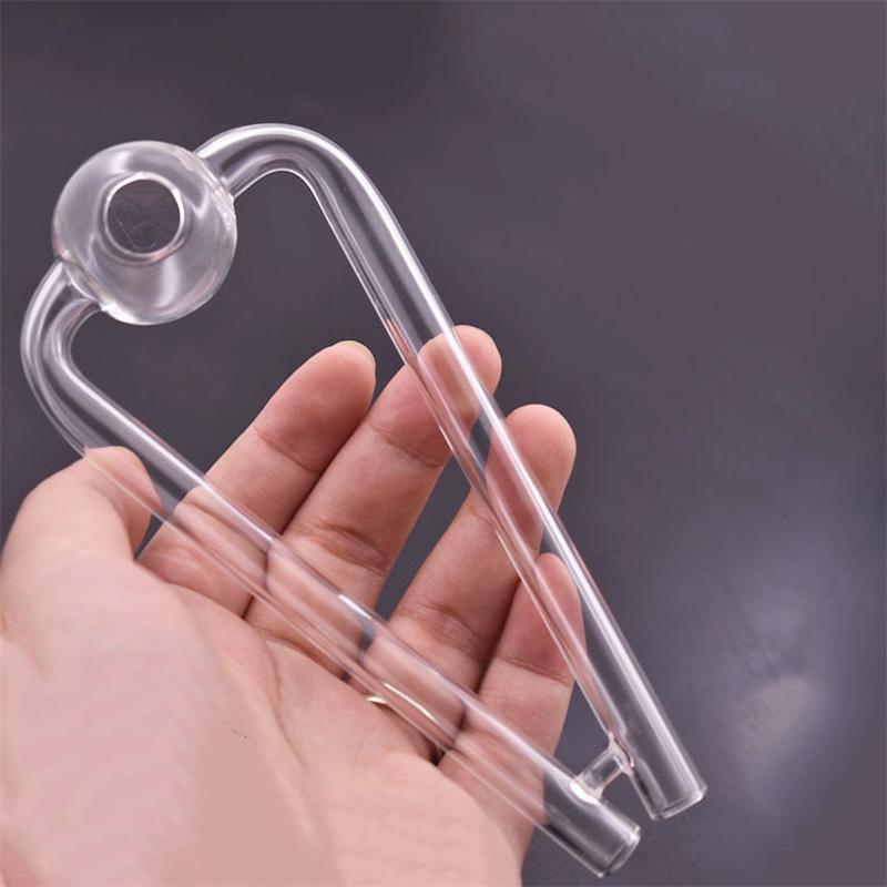 Thick Pyrex Glass Oil Burner Pipe Clear top quality 14cm lenght 30mm ball glass pipes transparent Great Double Tube oil nail pipes