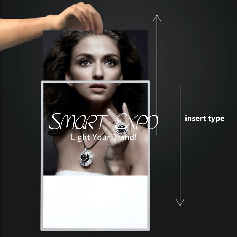 Retail Supplies Wall Mounted Backlit Slim A2 Led Light Box for Image Display with Wooden Case Packing