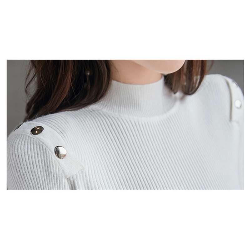 Elegant White Women Steater Long Sleeve Sweaters Fashion Pullovers Knitted Clothing 1830 50 210508