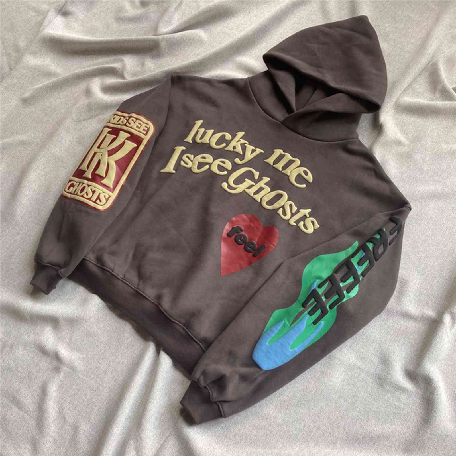 Kanye West Hoodies Men Women 1:1 Best-quality Lucky Me i See Ghosts Sweatshirts Kids Foam Print Pullover, Black
Kanye West Hoodies Men Women 1:1 Best-quality Lucky Me i See Ghosts Sweatshirts Kids Foam Print Pullover, Black