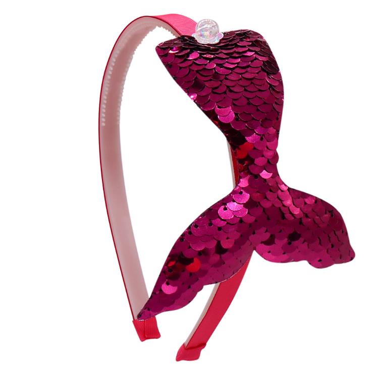 Glitter Sequin Fish Tail Hairband Girl's Cartoon Headband Hair Hoop for Children Kids Tiara Accessories