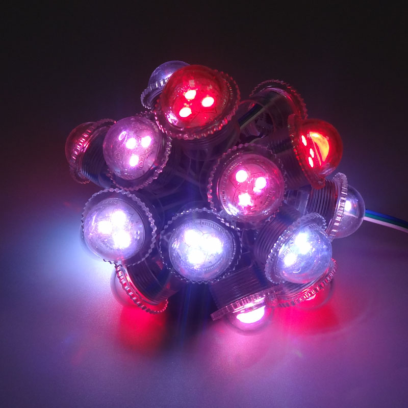 50pcs/lot DC12V WS2811 26mm diameter transparent cover LED Module Exposed Point Light 3 leds 5050 SMD RGB Chips 3led pixel waterproof IP68 free ship 2