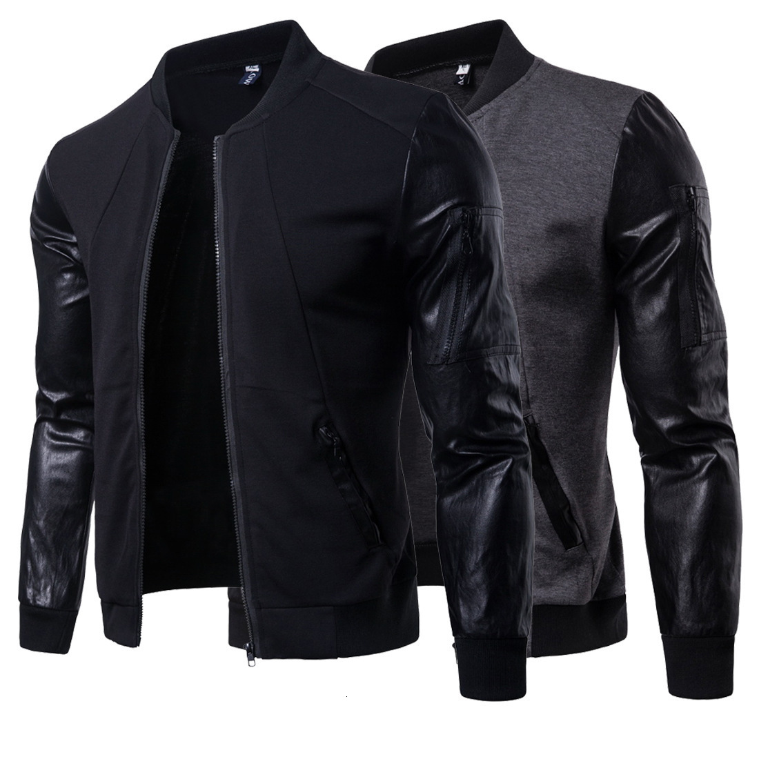 Men's Leather Faux Leather Autumn British Stand Collar Jacket Leather Sleeve Splicing Short Cardigan Men's Wear, Black
Men's Leather Faux Leather Autumn British Stand Collar Jacket Leather Sleeve Splicing Short Cardigan Men's Wear, Black