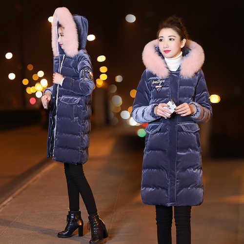 Cotton clothing female winter Korean version of the thick cotton coat in long section gold velvet 210923