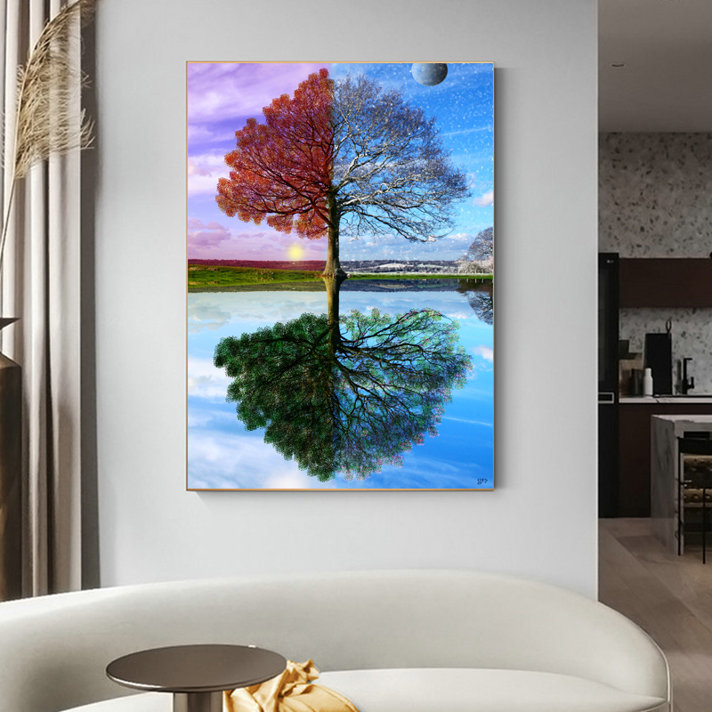 Canvas Painting Abstract Seasons Tree Wall Art Pictures For Living Room Landscape Posters And Prints Home Decoration