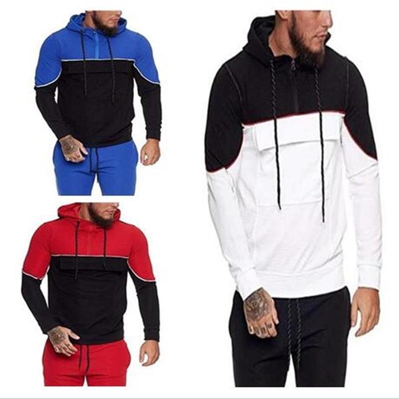 Autumn and winter 2020 hooded Pullover sweater casual large men's contrast stitched jacket, Black
Autumn and winter 2020 hooded Pullover sweater casual large men's contrast stitched jacket, Black
