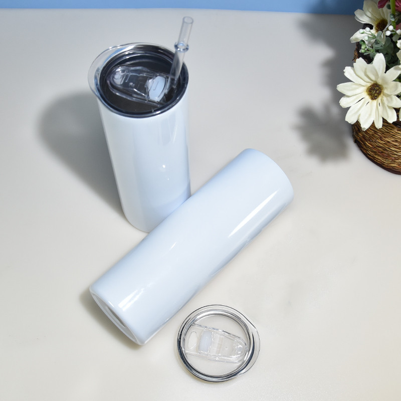 Local warehouse!!sublimation tumbler 20oz straight tumbler with metal straw rubber bottom blank skinny cup stainless steel mug US STOCK