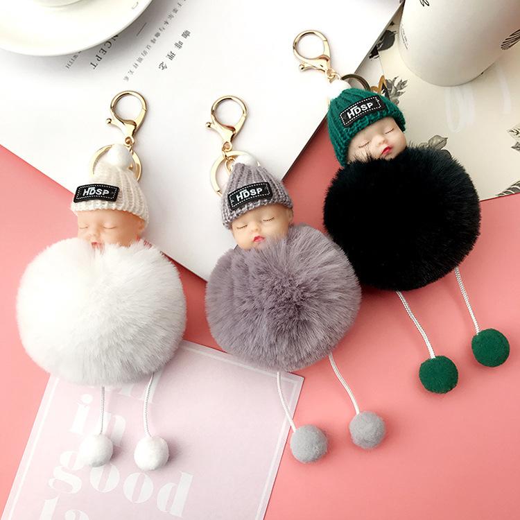 Keychains Baby Doll Toy Sleeping Key Chains For Women Bag Ring Fluffy Pom Faux Fur Plush
Keychains Baby Doll Toy Sleeping Key Chains For Women Bag Ring Fluffy Pom Faux Fur Plush
