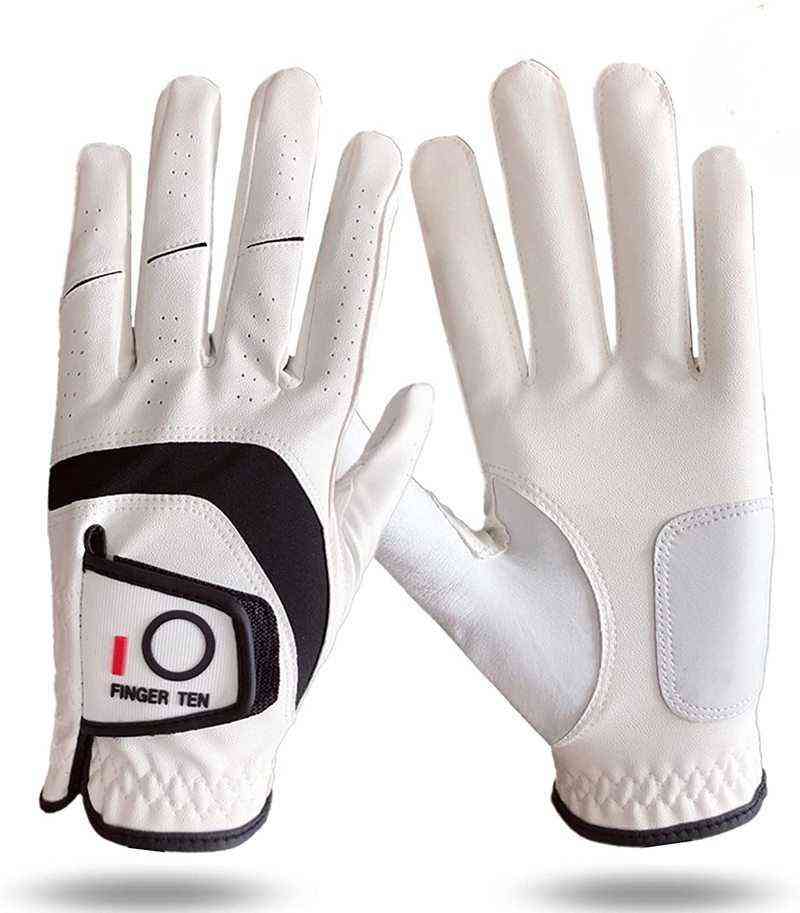 5 pcs Premium Cabretta Leather Golf Gloves Men Left Right Hand Rain Grip Wear Resistant Durable Flexible Comfortable 220111