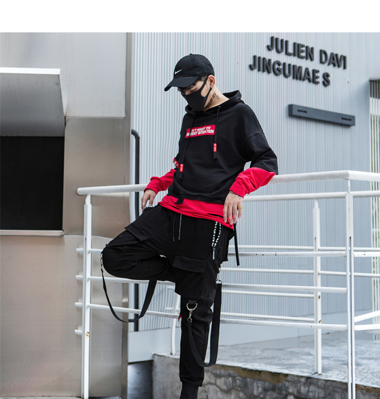 Fashion Autumn Hip Hop Cargo Pants Men Joggers Harem Harajuku Streetwear Casual Multi-pockets Trousers Male Balck