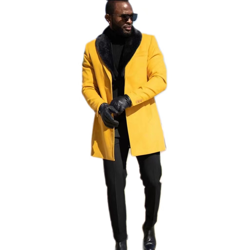 Veralove Yellow Shawl Lapel One Button Groom Tuxedos Wedding Prom Suit for Men Set Custom Made Winter Men Coat(Jacket+Pants)