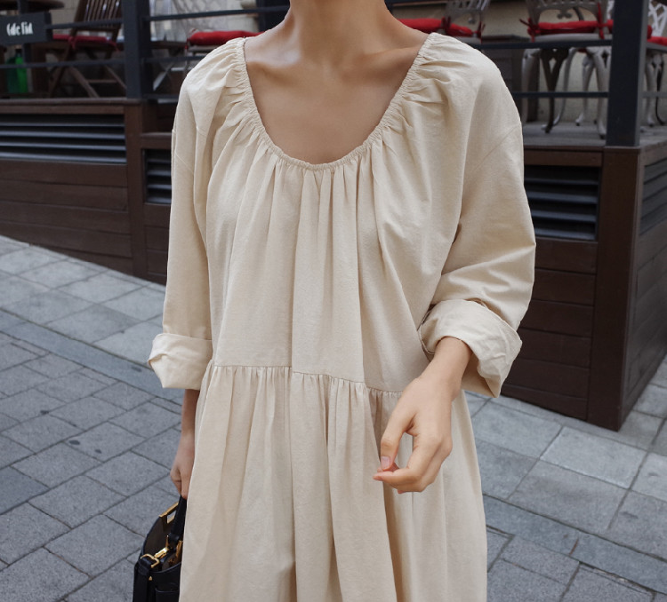 Casual Long Sleeve Black Summer Vintage Loose High Waist Slim Was Thin Elegant Splice Irregular Pleating Maxi Dress 991E 210420