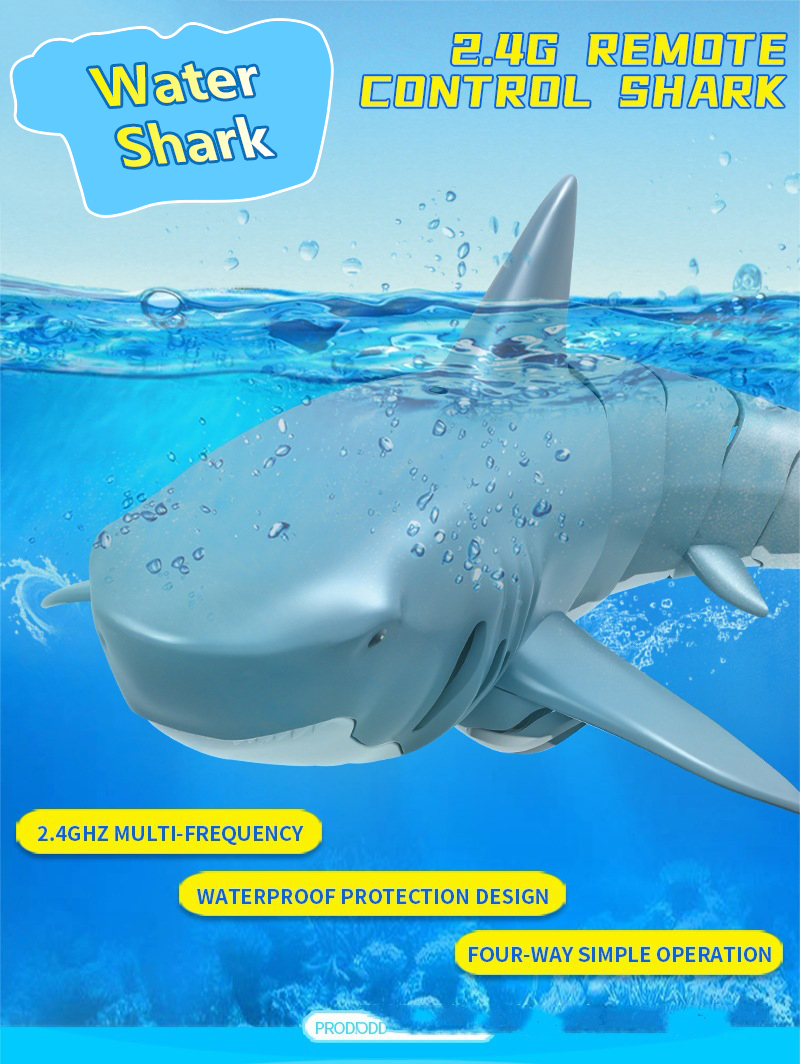 Electronics Robots2.4G RC Shark Fish Boat Robot Radio Simulation Waterproof Model Electronic Remote Control Swimming Animal Toys