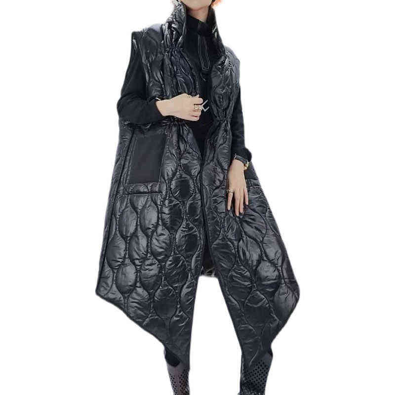 XITAO Print Pattern Vest Women Fashion Pocket Goddess Fan Single Breast Autumn Letter Sleeveless Minority GWJ1269 211120