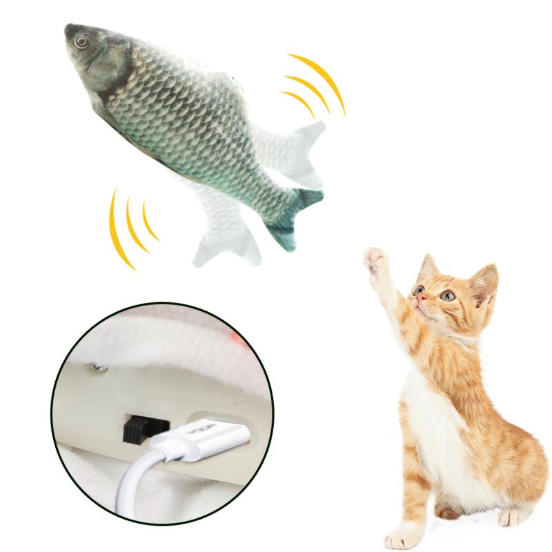 Cat Toys 30CM Electric Chewing Simulation Toy USB Battery Charging Pet Biting Playing Supplies Dropshiping