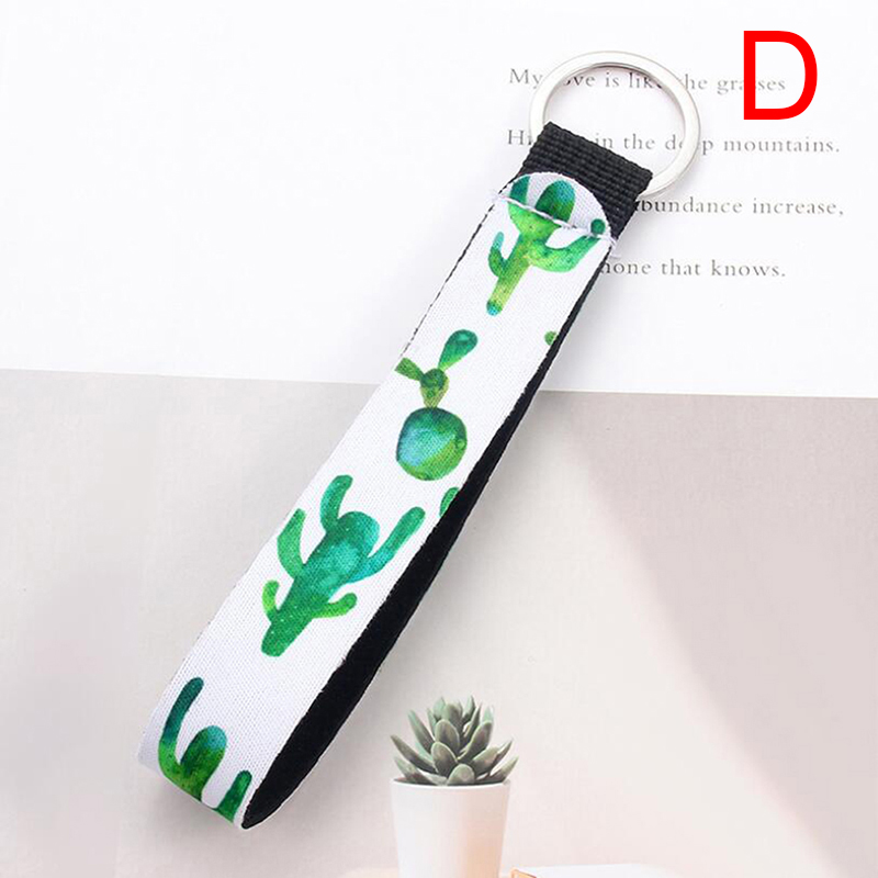 Flower Pattern Cloth Band Keychain Key Chain Lanyard For Women Phone Case Wallet Long Ribbon For Bag Charms Car Key Ring