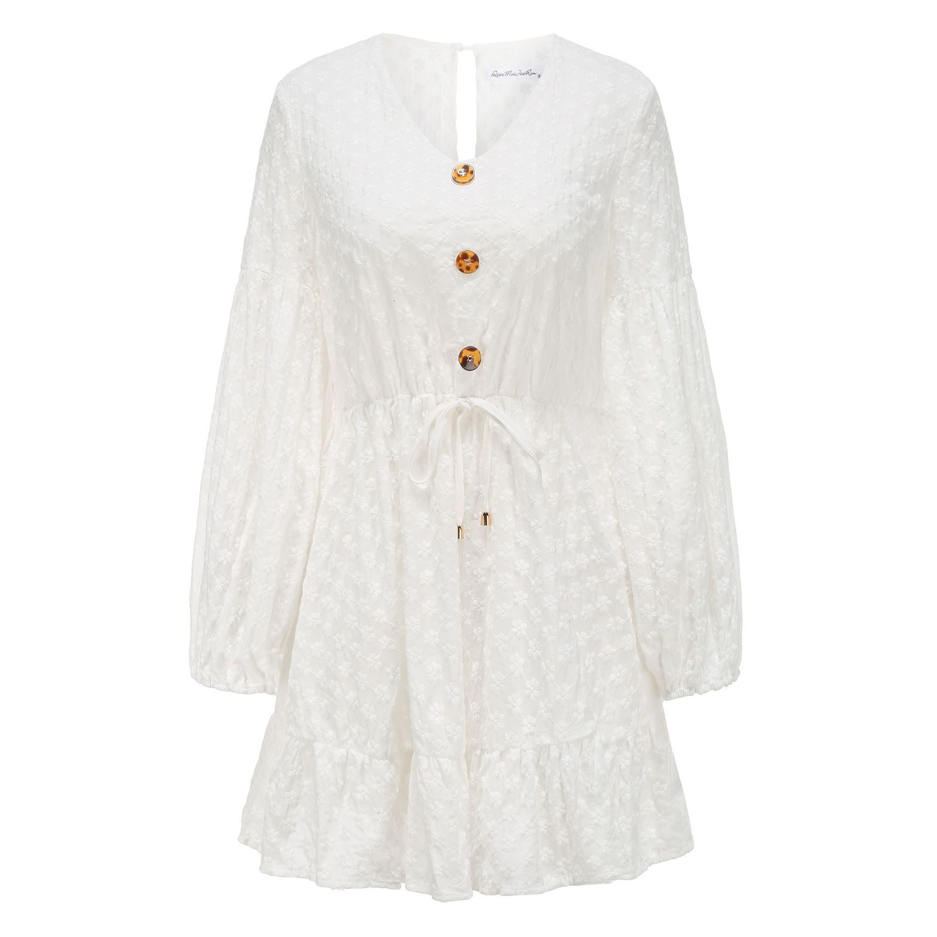 Long sleeve polka dot white dress women sexy backless short dress high fashion mesh tulle dress autumn winter vestidos 210415