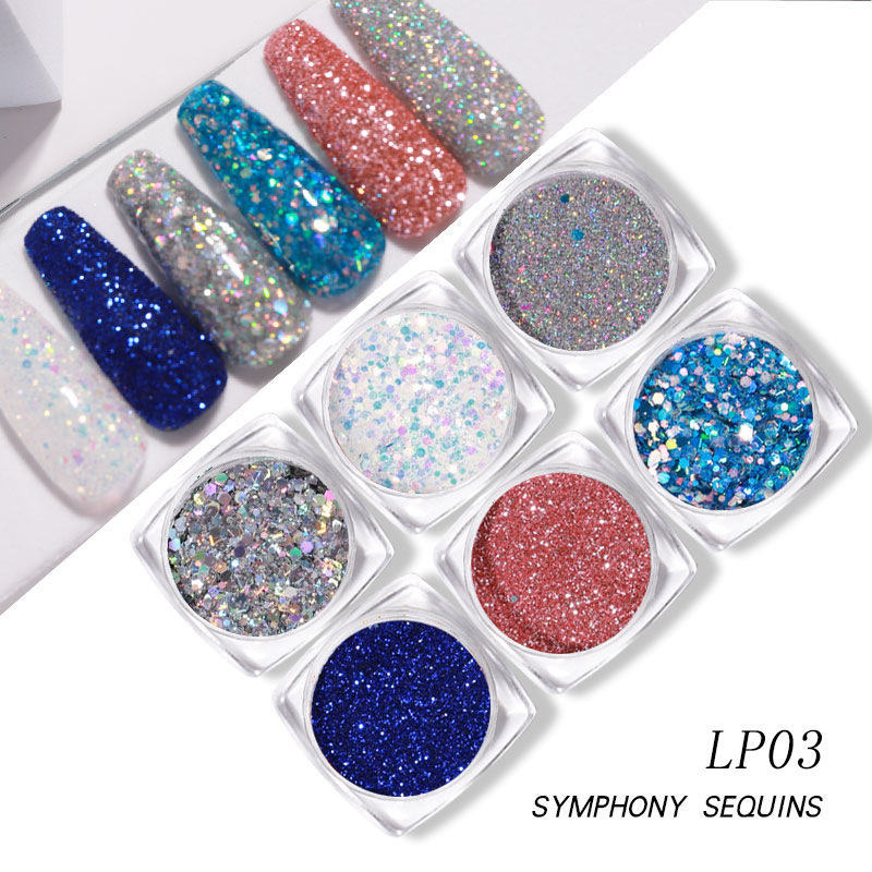 Nail Art Set Luminous Chameleon Sequins Symphony Sequin Series Laser Flash Powder Nails Patch Kits Parche De Unas En Polvo Flash