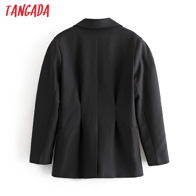 Women Solid Blazer Coat Vintage Notched Collar Puff Long Sleeve Fashion Female Casual Chic Tops QN81 210416