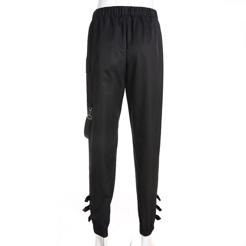 Boyfriend Style High Waist Elastic Cuff Safari Pants Woman Street Hip hop Loose Unisex Trousers Long Casual Cargo 210429