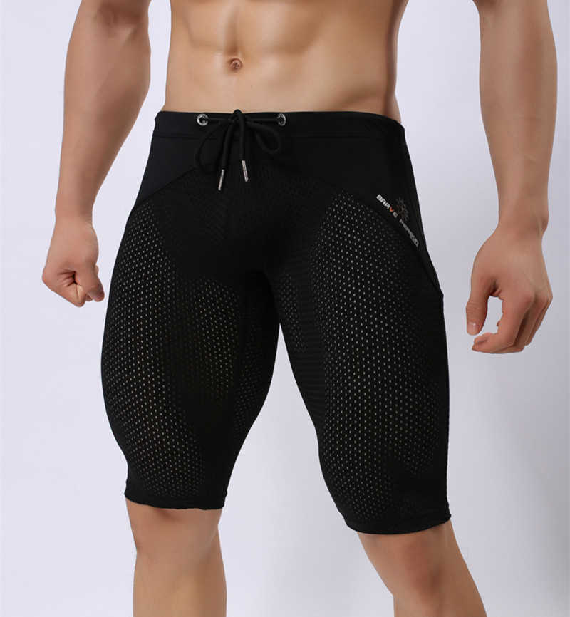 BRAVE PERSON Summer Style Breathable Mesh Men Tight casual Shorts Bodybuilding Solid Tights Mesh Shorts sexy Transparent Shorts 210720