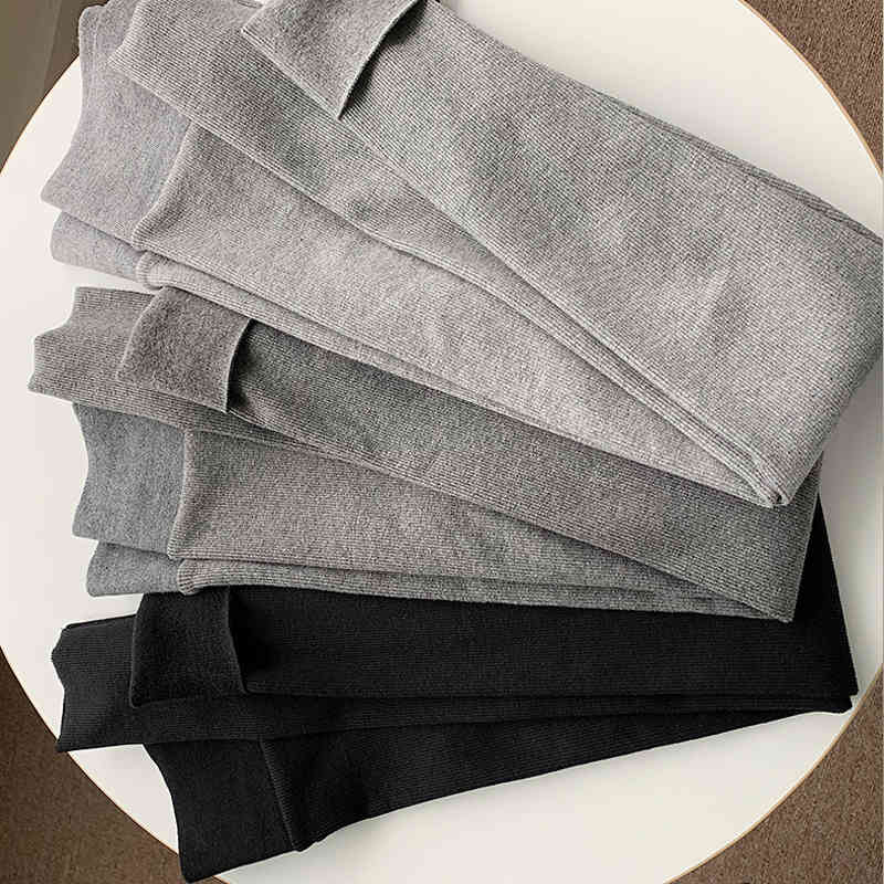 Korean Winter Solid Casual Cotton Trousers High Elasticity Velvet Women's Leggings Keep Warm Waist Slim Pant 12938 210427