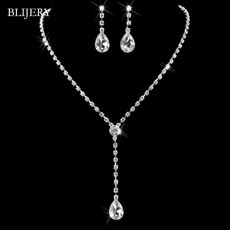 Earrings & Necklace BLIJERY Celebrity Inspired Style Crystal Teardrop Long Set Silver Color Bridesmaid Bridal Wedding Jewelry, As pic
Earrings & Necklace BLIJERY Celebrity Inspired Style Crystal Teardrop Long Set Silver Color Bridesmaid Bridal Wedding Jewelry, As pic