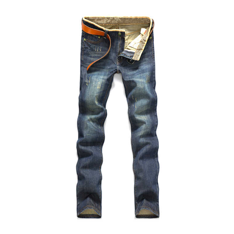 Vintage jeans young men's new men's solid-color straight barrel autumn men's slim long pants tide. X0621