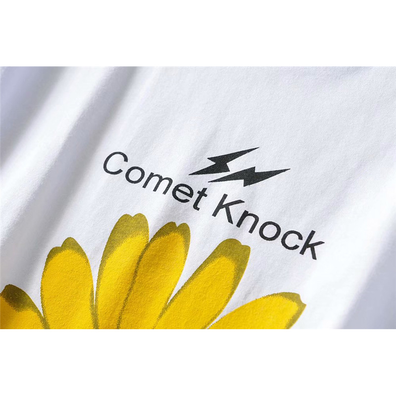 Women Casual White Summer Cotton Tshirts Female Fashion Flower Print Short Sleeve Black Couple T-Shirt Tops mujer camisetas 210421